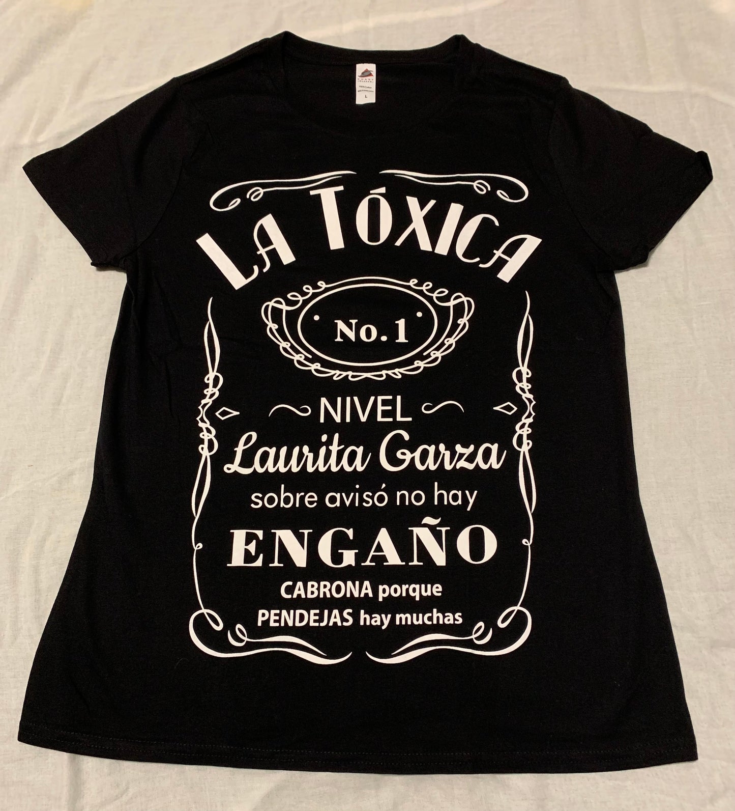 Woman's Nostalgic Short Sleeve Slim "La Toxica" Funny Print T-Shirt
