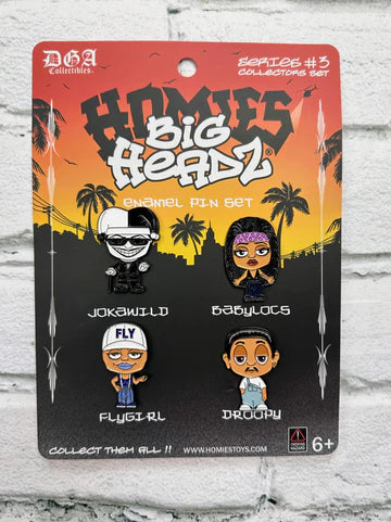 HOMIES BIG HEADZ ENAMEL PIN COLLECTORS SET SERIES #3