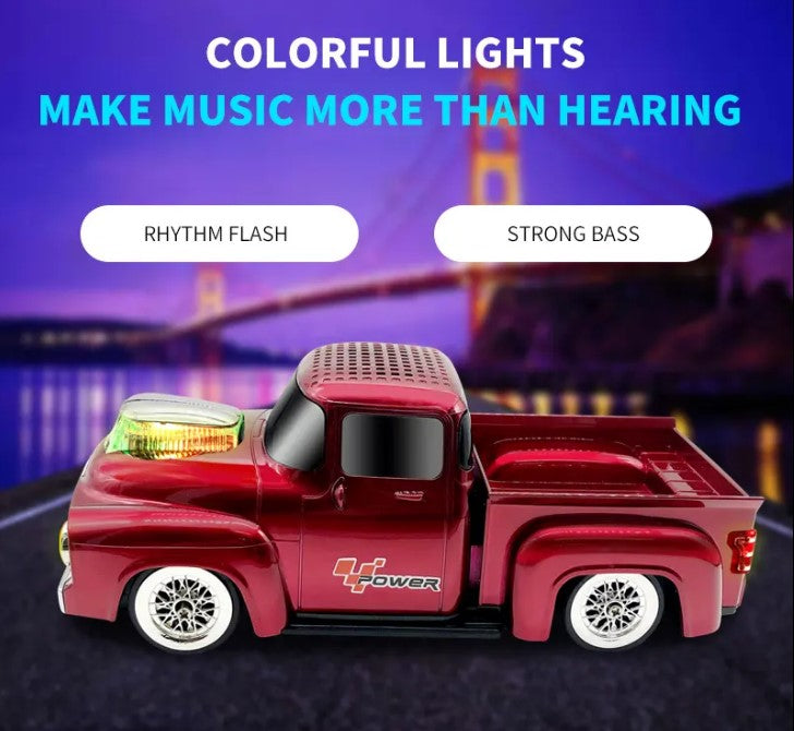 WS-538 Pickup TF USB FM AUX Handsfree LED Light Car Shape Wireless Radio Blue Tooth Speaker
