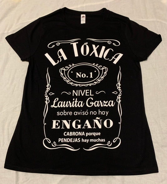 Woman's Nostalgic Short Sleeve Slim "La Toxica" Funny Print T-Shirt