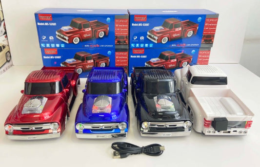 WS-538 Pickup TF USB FM AUX Handsfree LED Light Car Shape Wireless Radio Blue Tooth Speaker